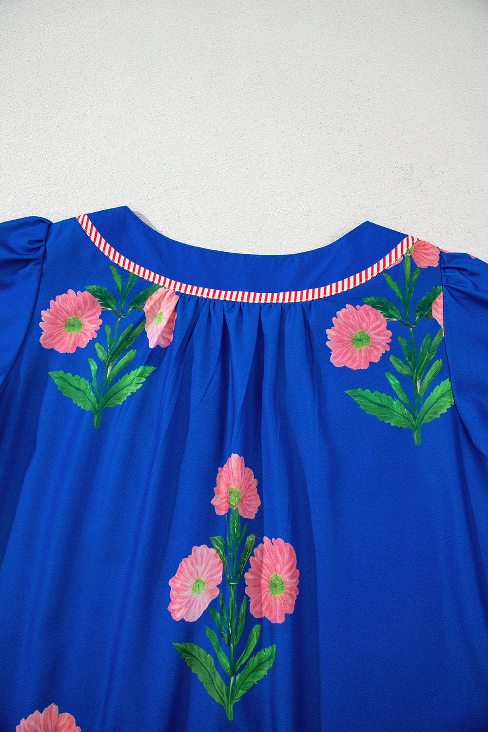 Short Sleeve Split Neck Floral Mini Dress