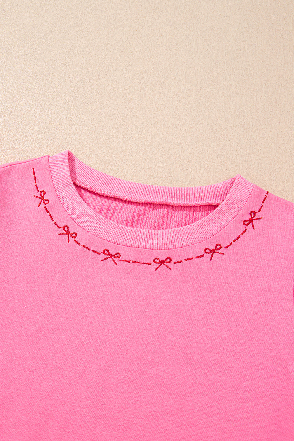 Pink Bow Trim Pearl Blouse and Skort Set