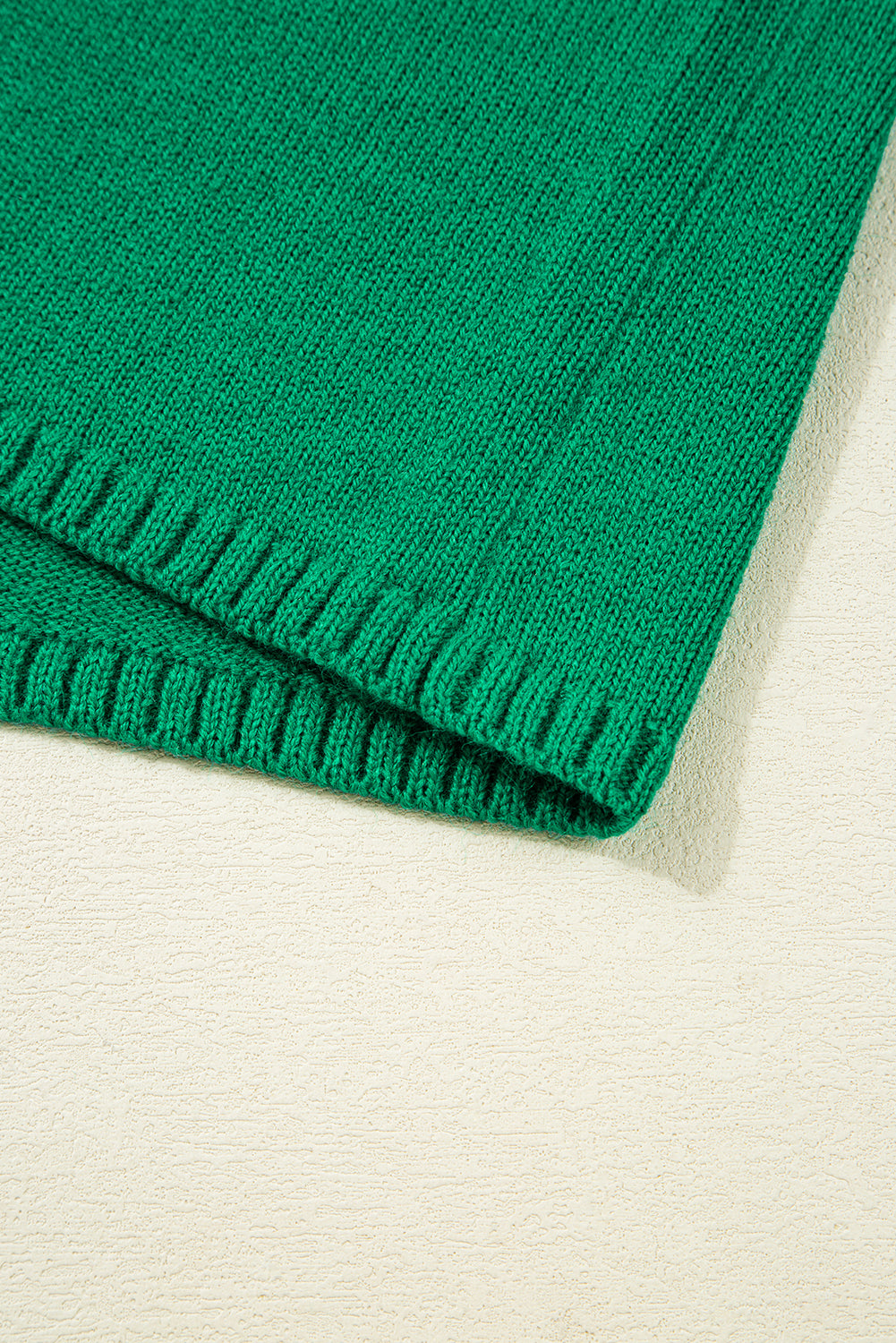 Green Solid Color Knit Cardigan