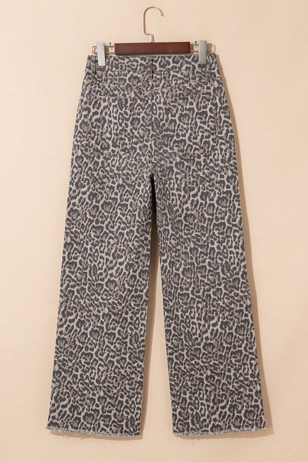 Brown Leopard High Waist Frayed Jeans
