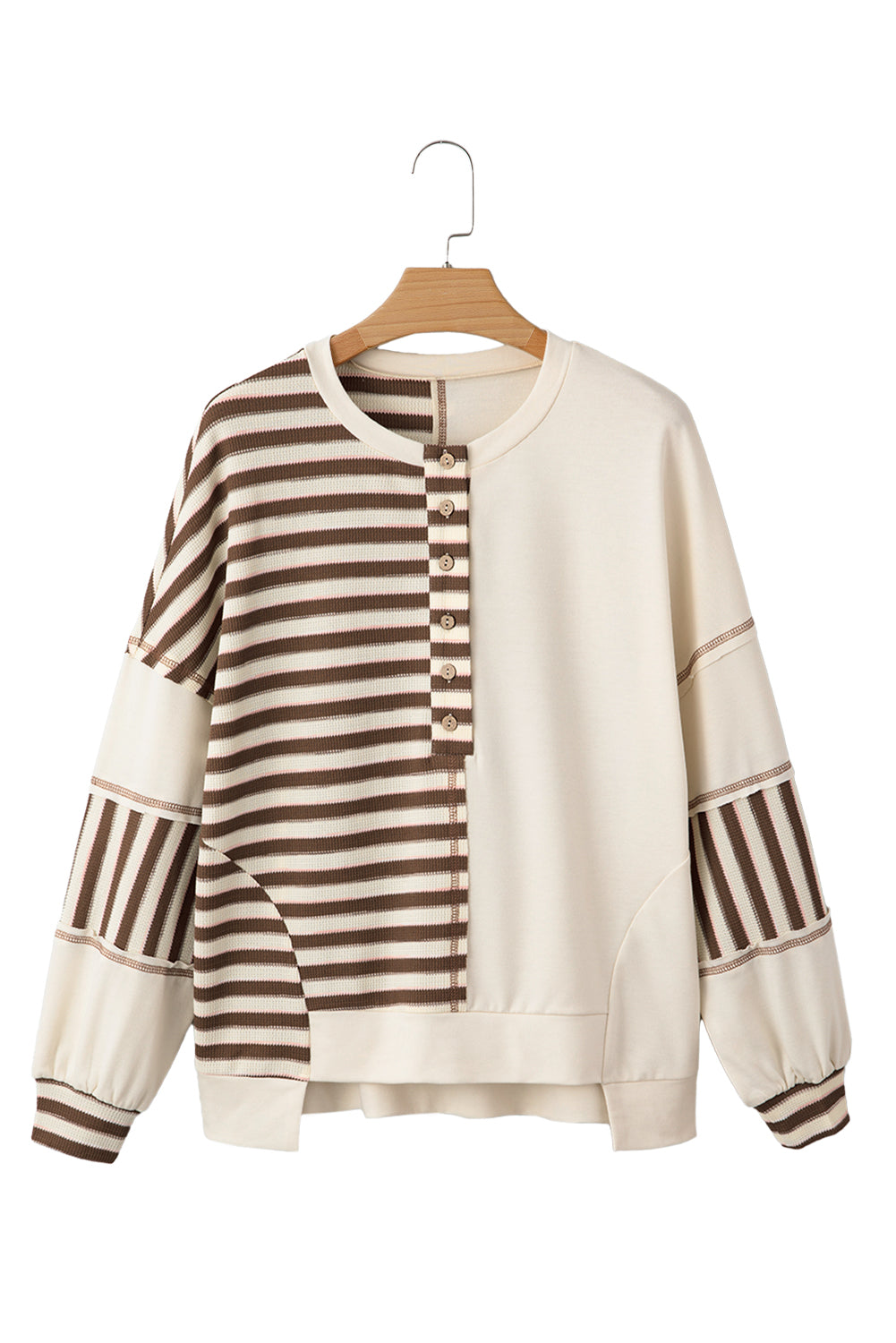 Pink Striped Oversized Pullover Top