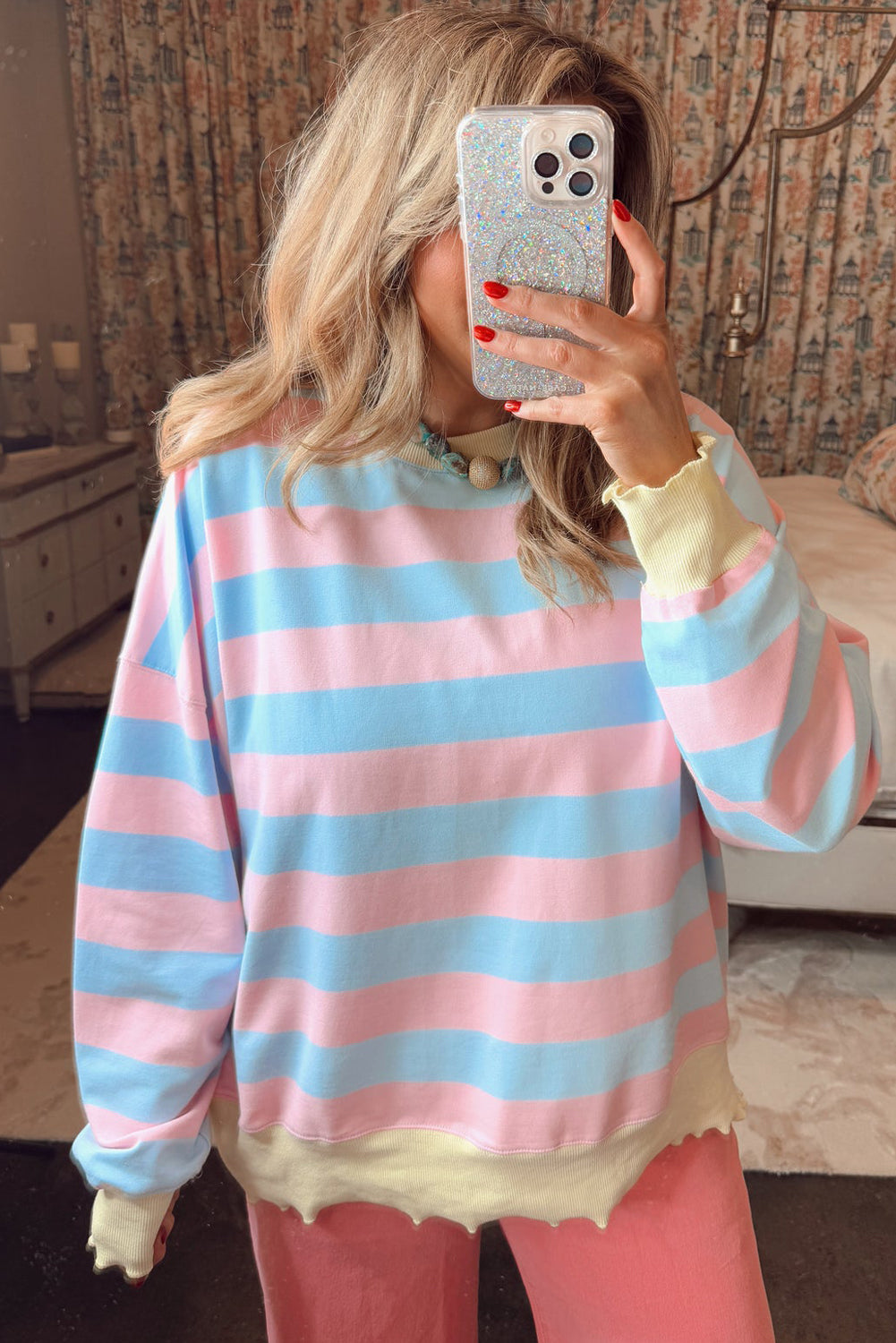 Sky Blue Stripe Plus Size Sweatshirt