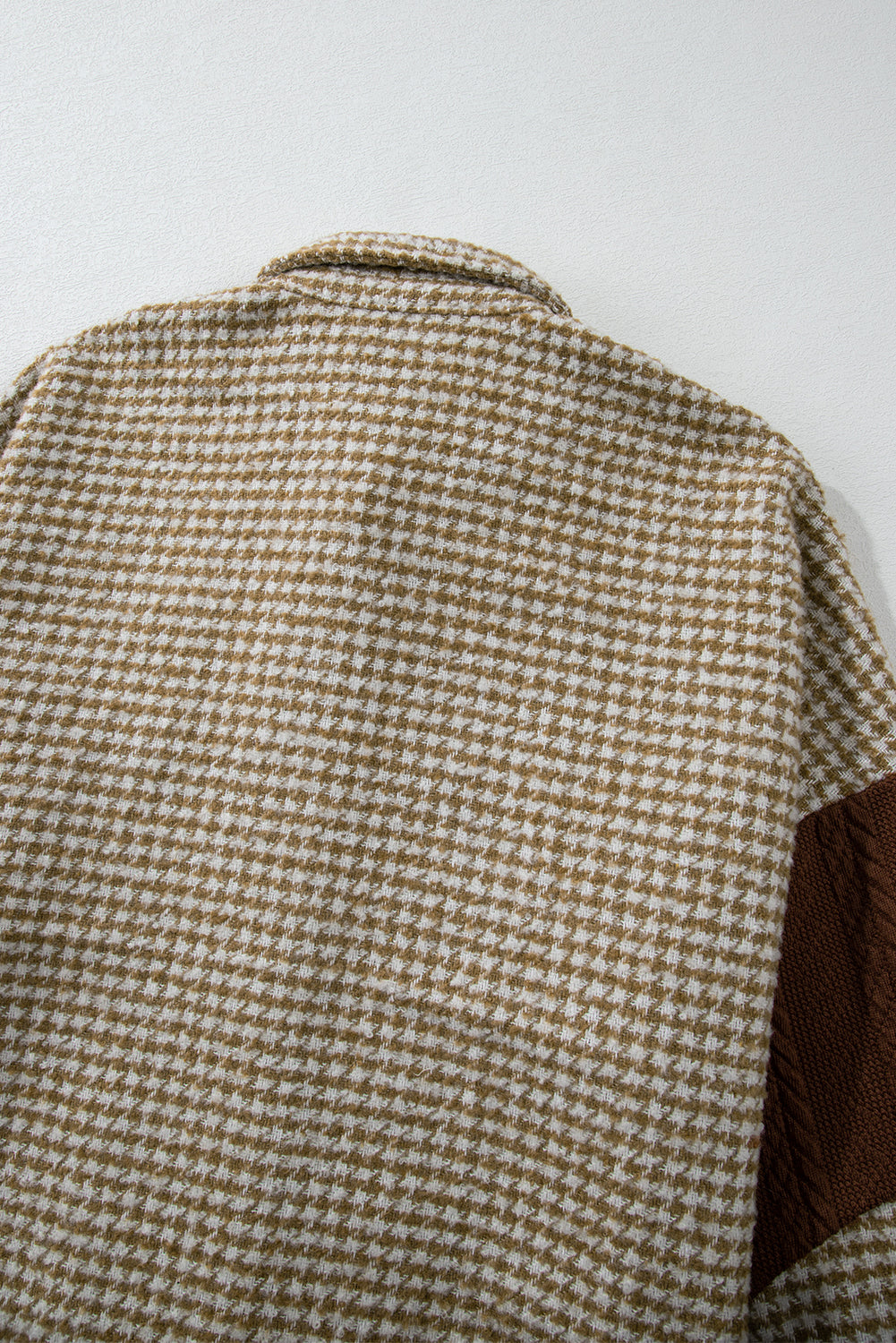 Khaki Textured Patchwork Loose Shacket