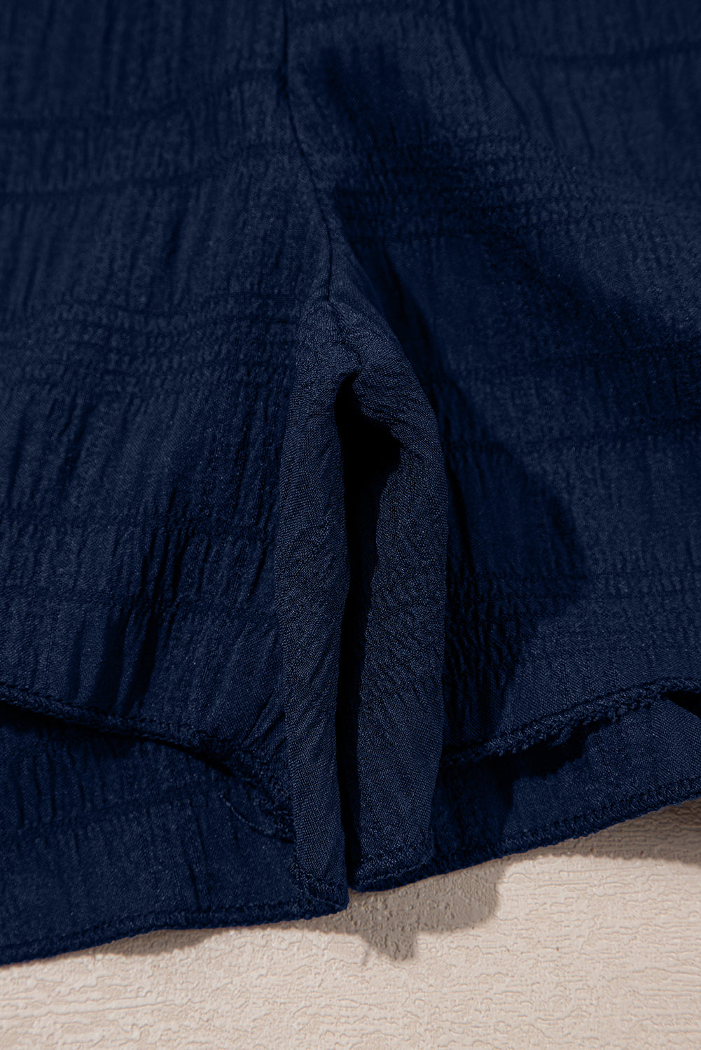 Dirty Blue Ruffle Top and Shirred High Waist Shorts Set