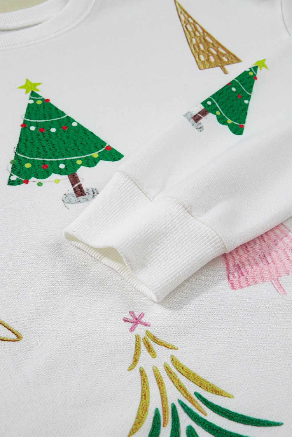 White Christmas Tree Long Sleeve Top and Shorts Pajama Set