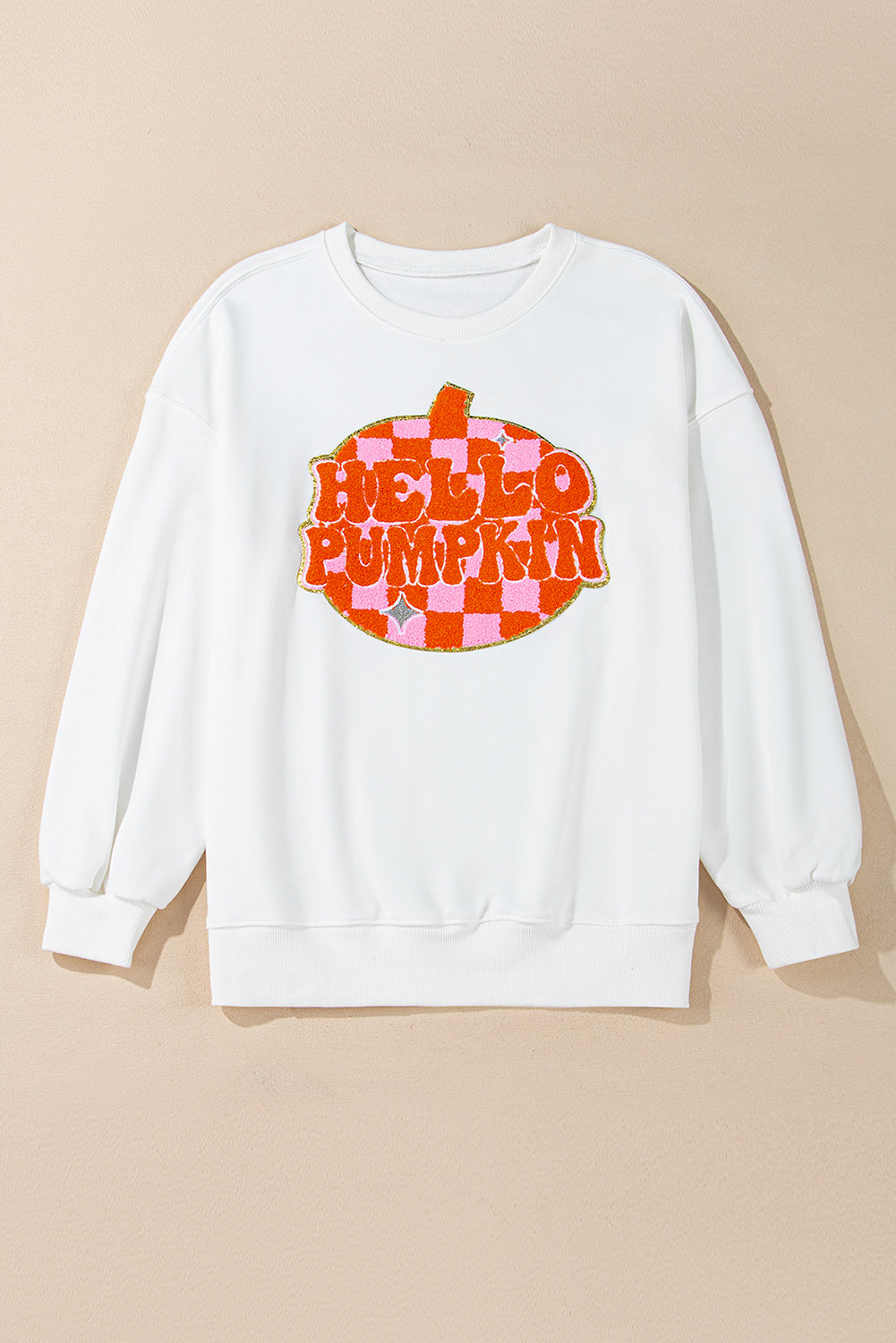 Hello Pumpkin Patched Pullover Sweatshirt