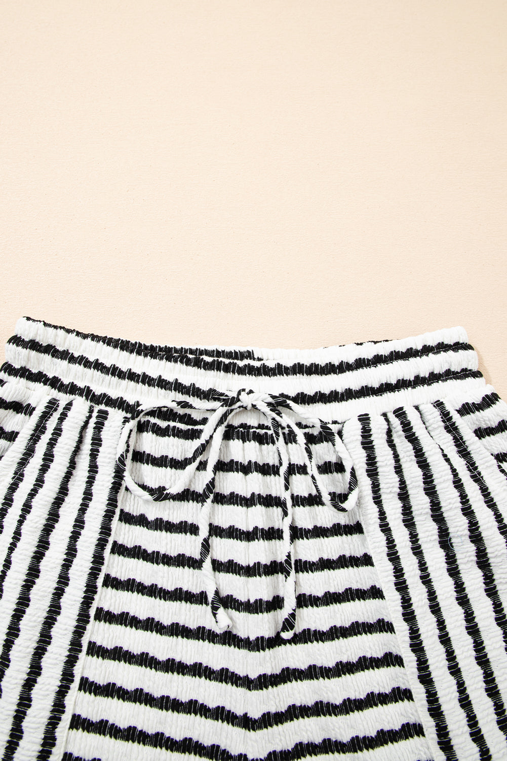 Pink Striped Short Sleeve Top and Pocket Shorts Set
