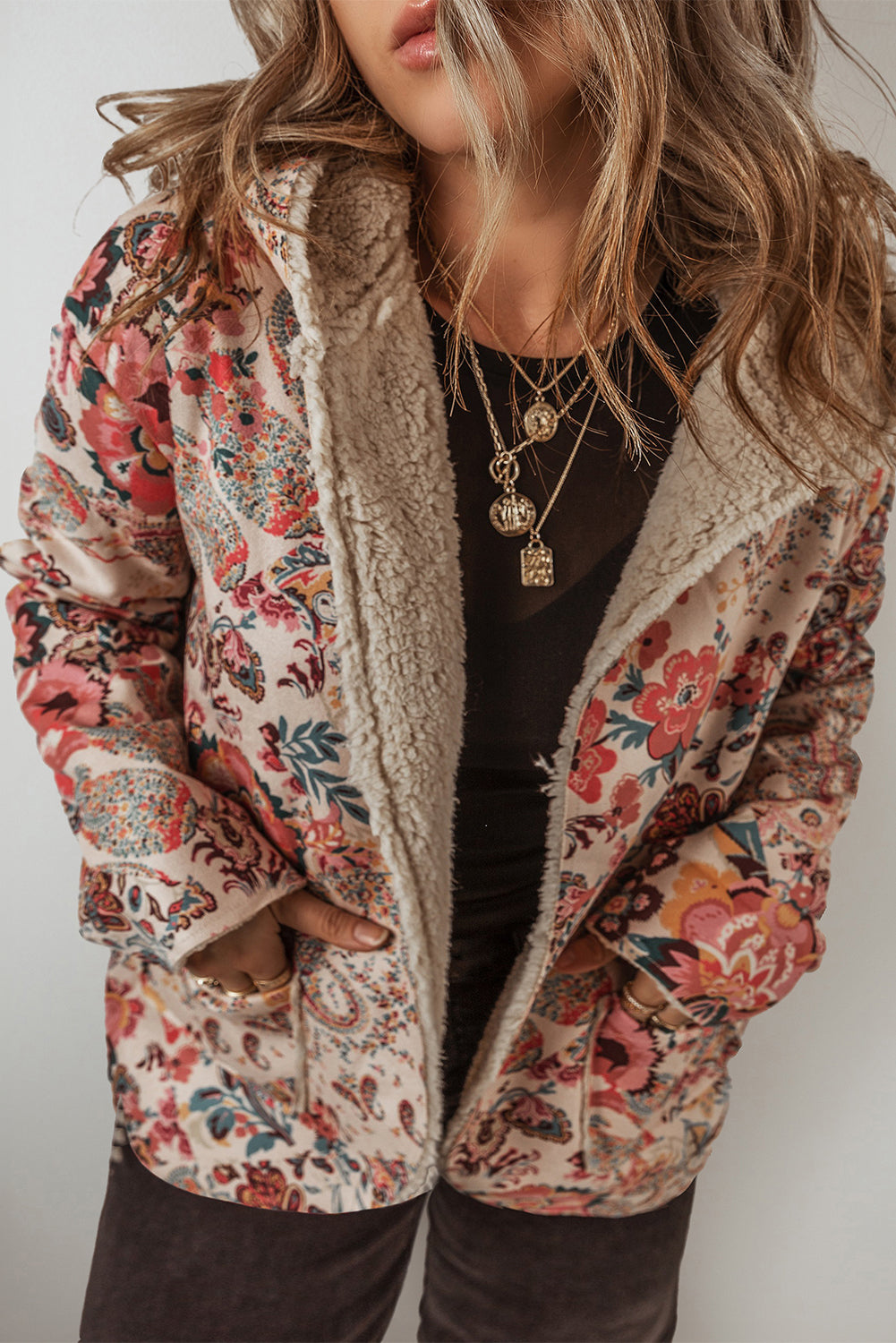 Vintage Paisley Floral Printed Hooded Jacket