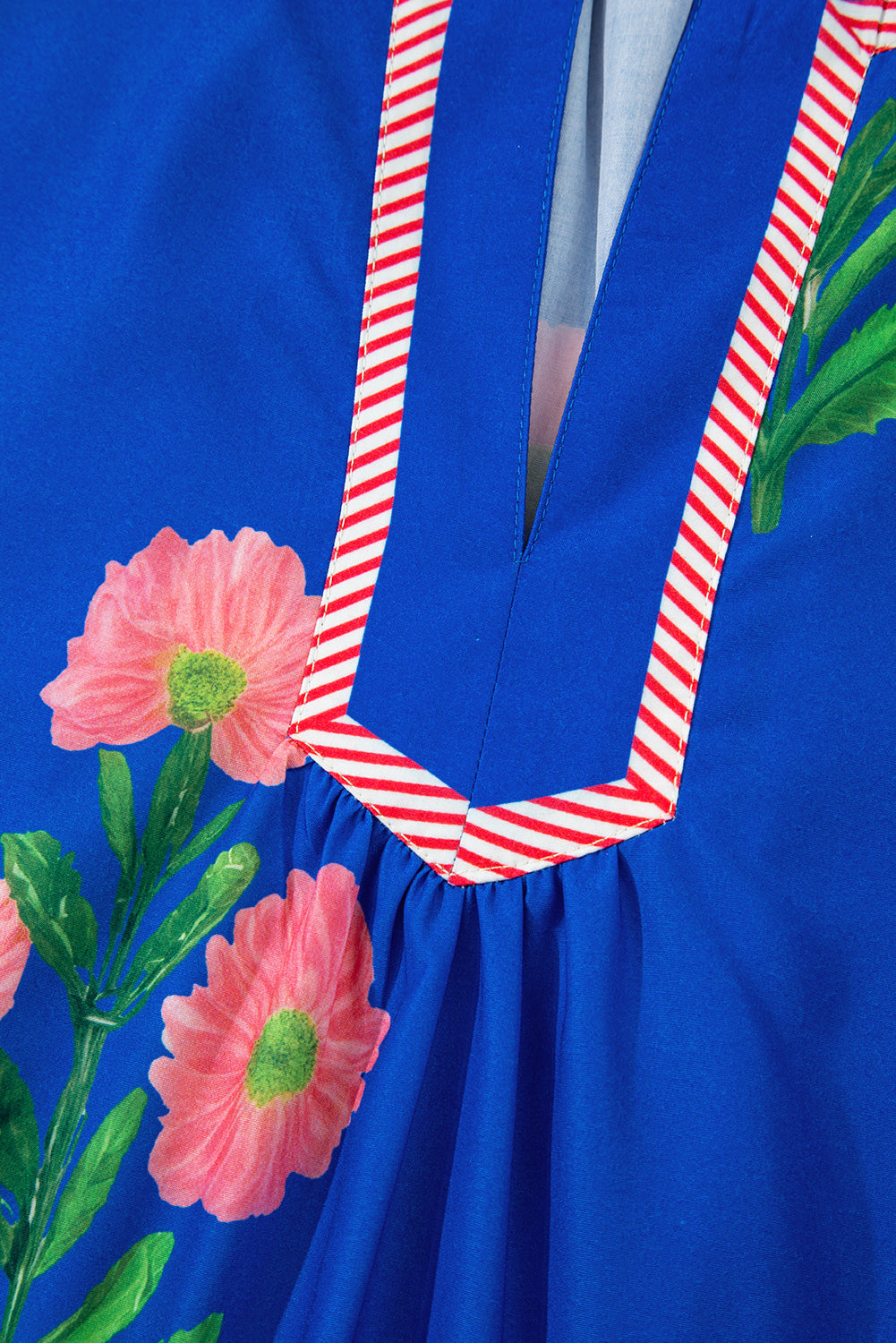 Short Sleeve Split Neck Floral Mini Dress