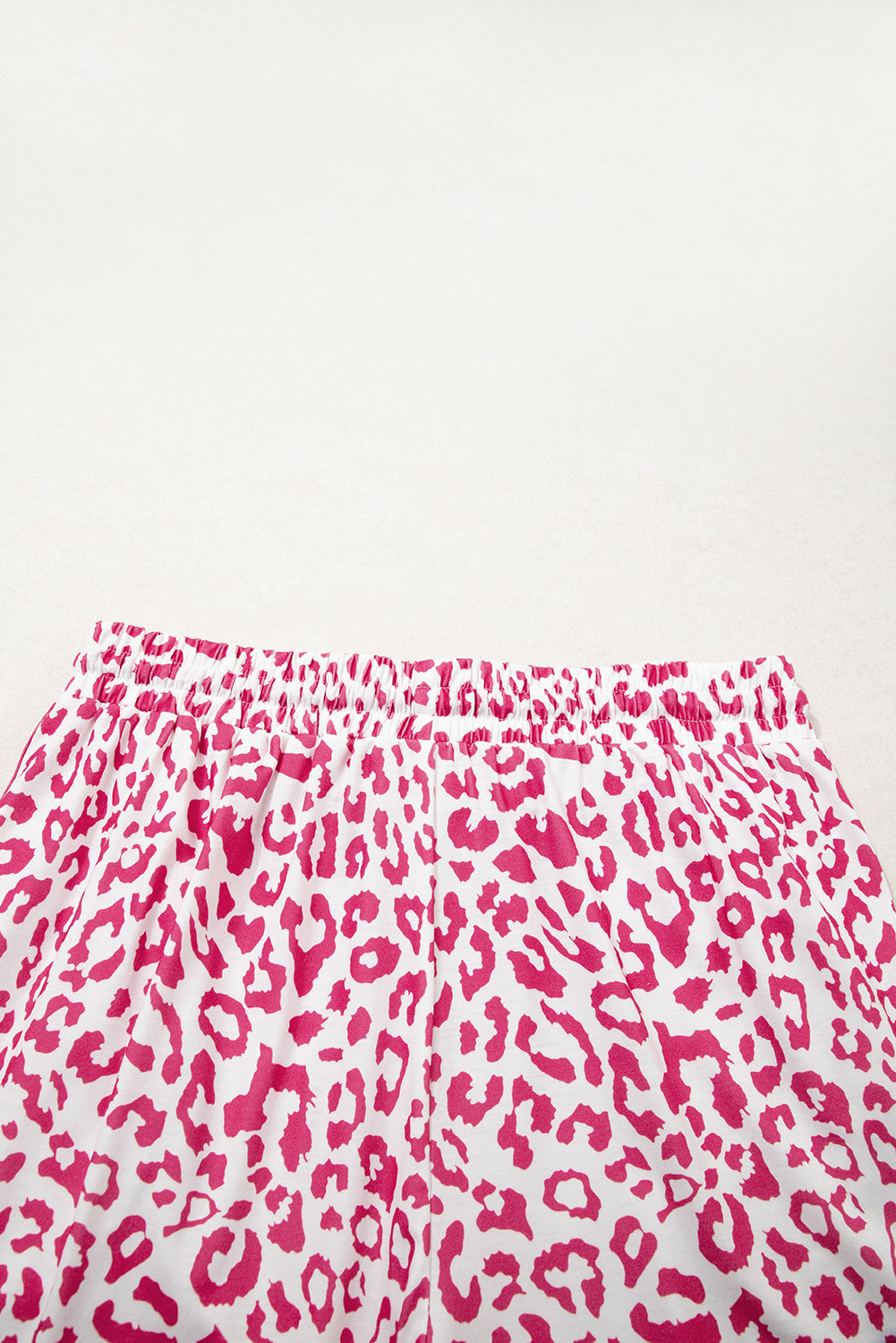 White Leopard Elastic Waist Lace up Casual Shorts