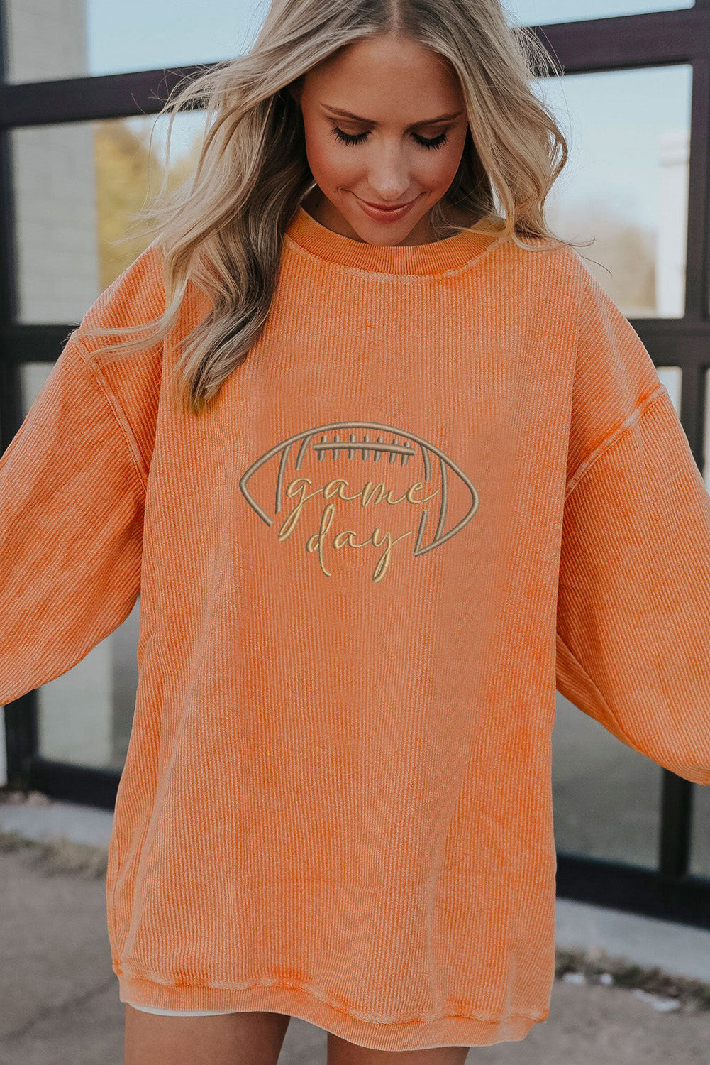 Black Football Drop Shoulder Game Day Sweatshirt
