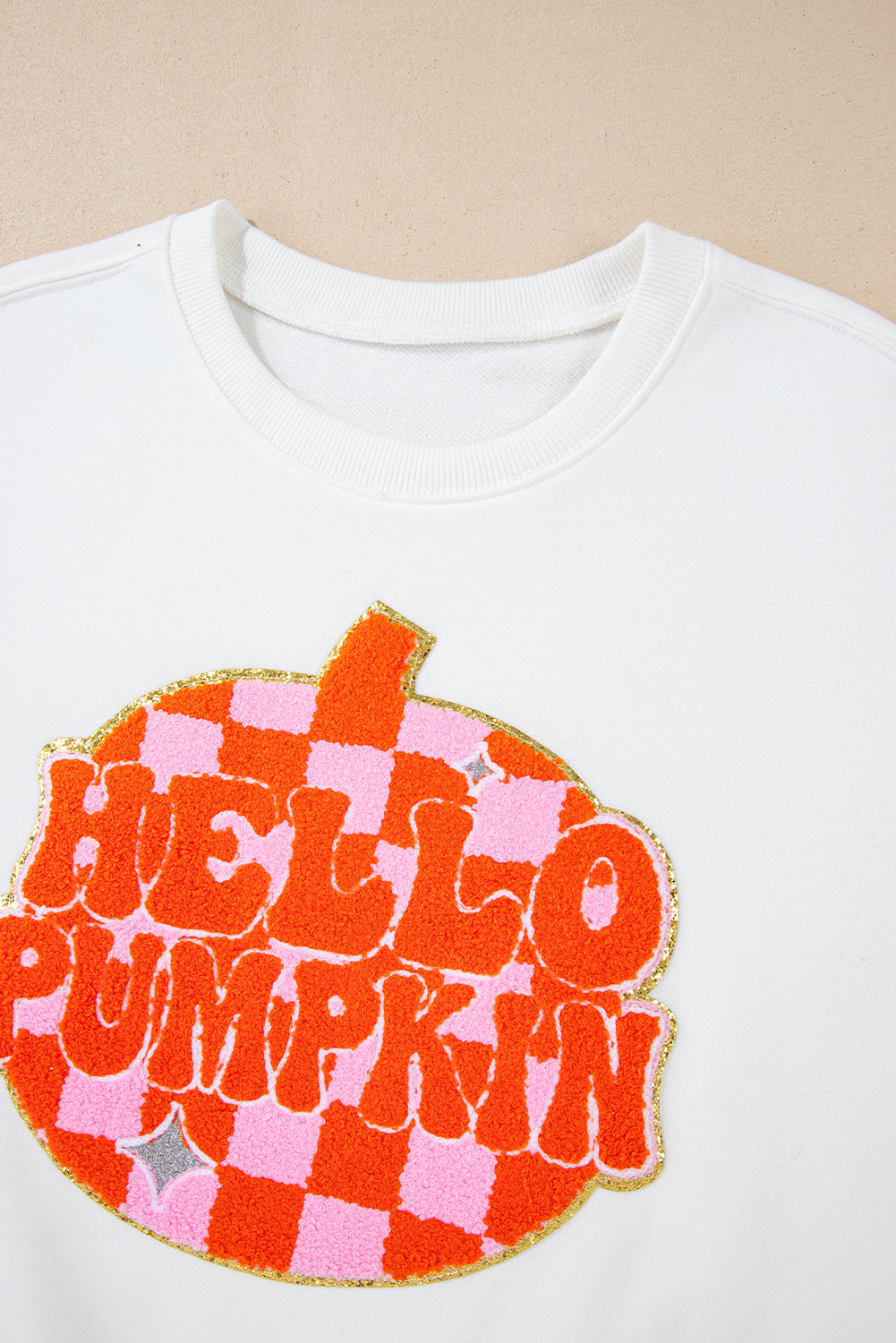 Hello Pumpkin Patched Pullover Sweatshirt