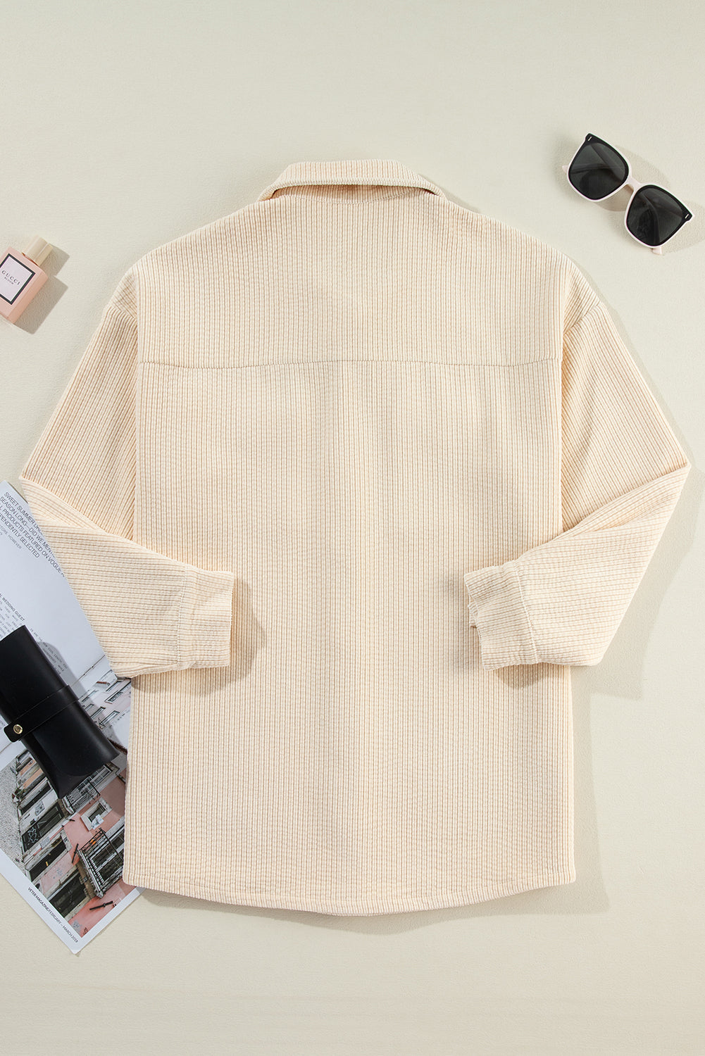Oatmeal Corduroy Button Up Shacket