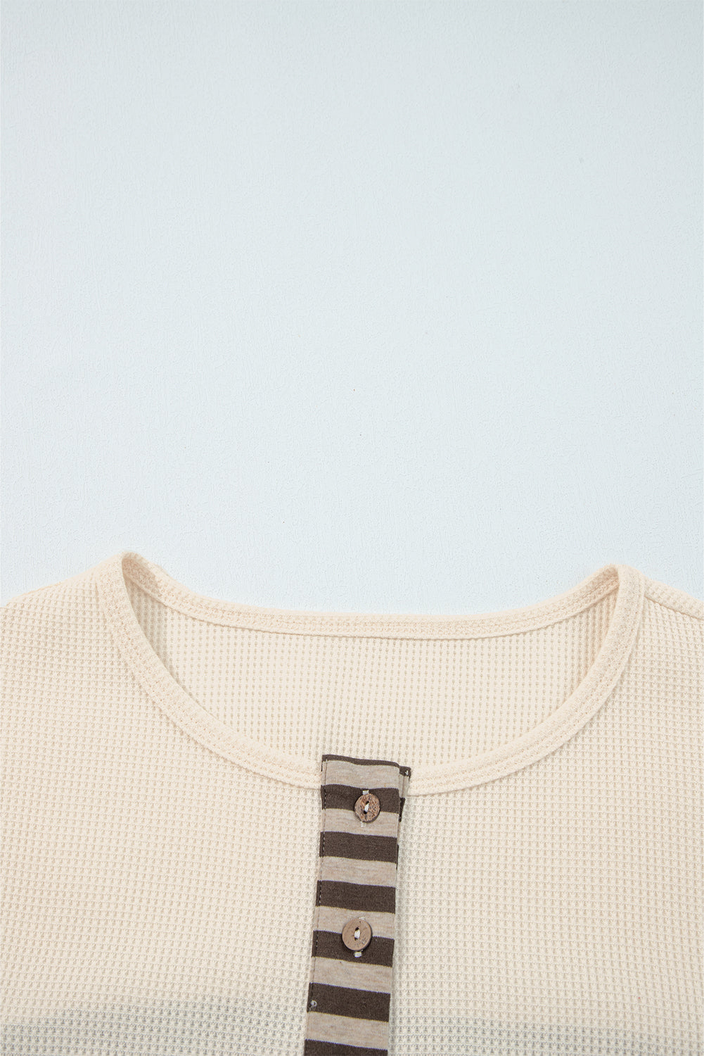 Beige Waffle Stripe Plaid Top