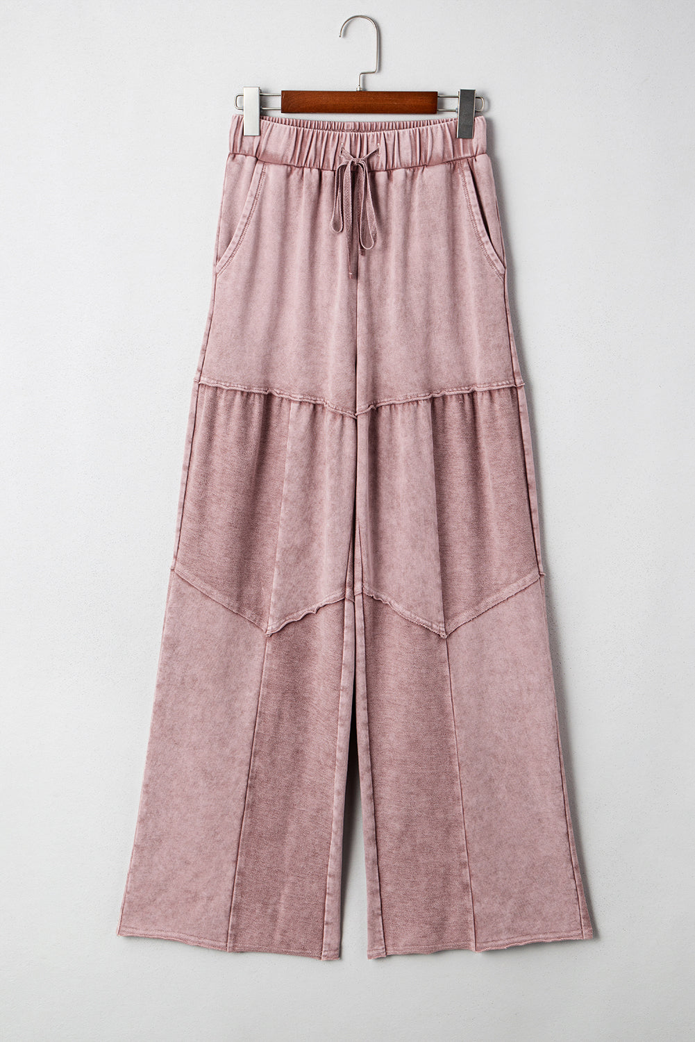 Wide Leg Patchwork Drawstring Pants