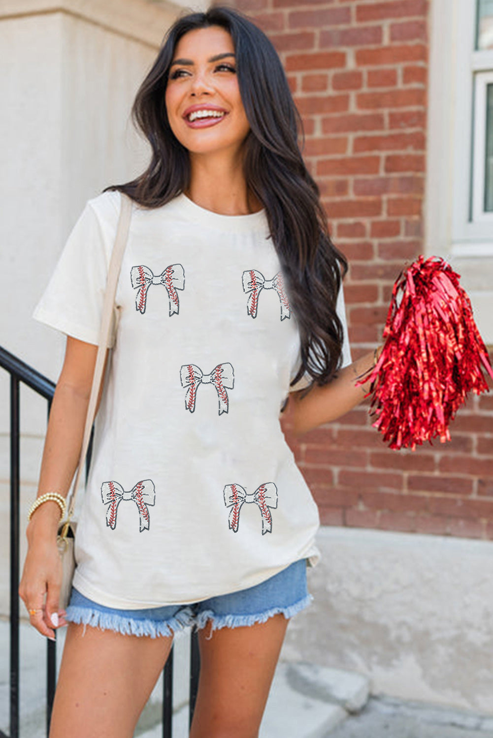 White Game Day Crewneck T Shirt