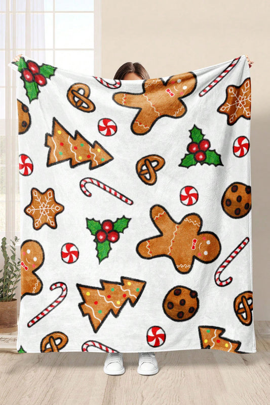 White Christmas Gingerbread Man Throw Blanket