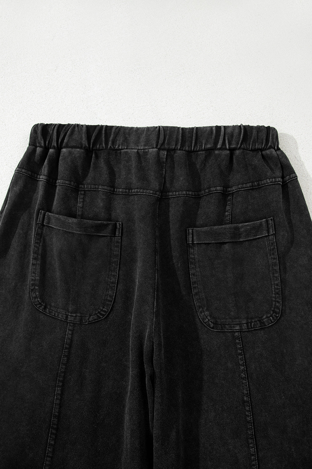 Black Exposed Seam Wide Leg  Pants