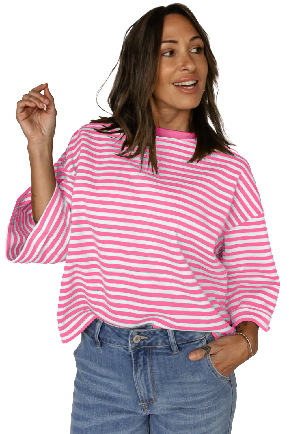 Red Striped Bowknot Backless T-Shirt