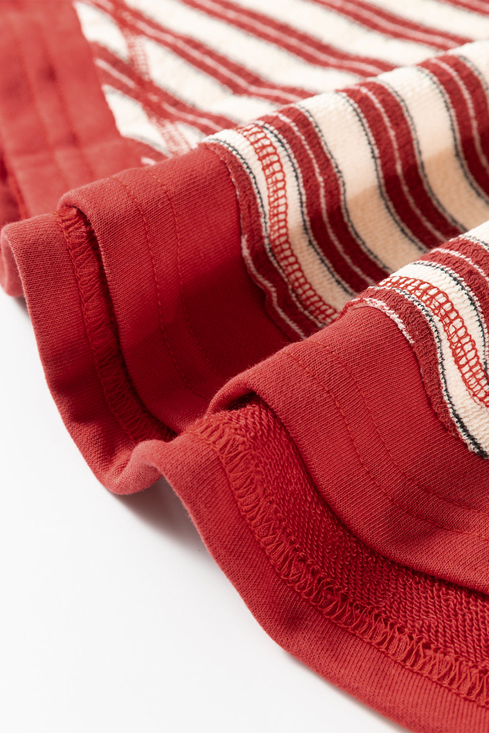 Red Stripe Collared V Neck Drop Shoulder