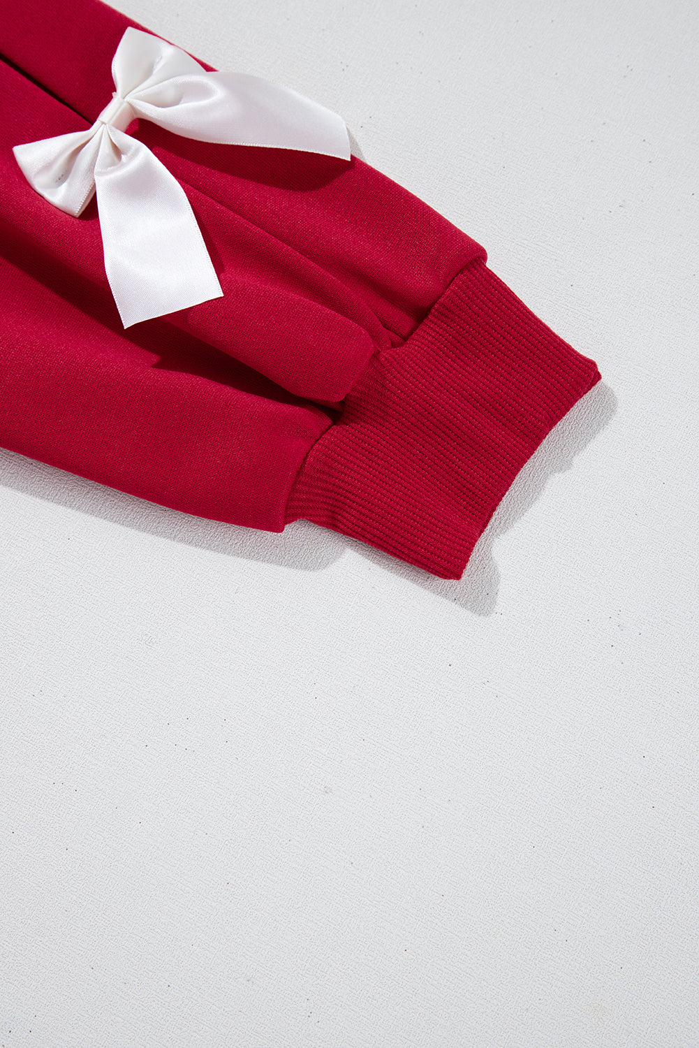 Red Sweet Bowknot Round Neck Sweatshirt