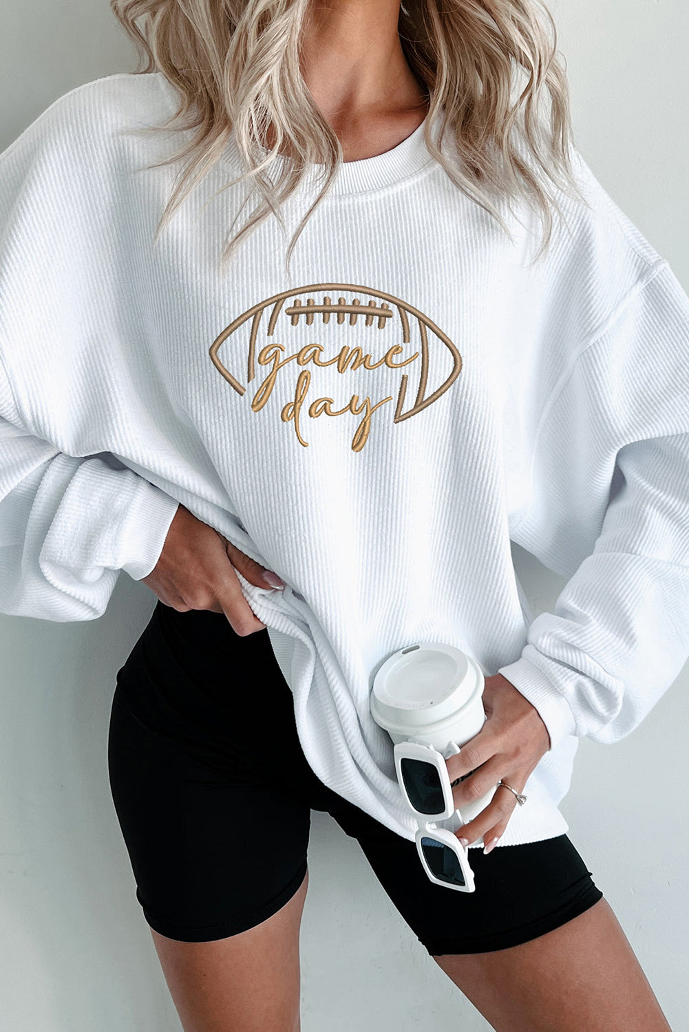 Black Football Drop Shoulder Game Day Sweatshirt