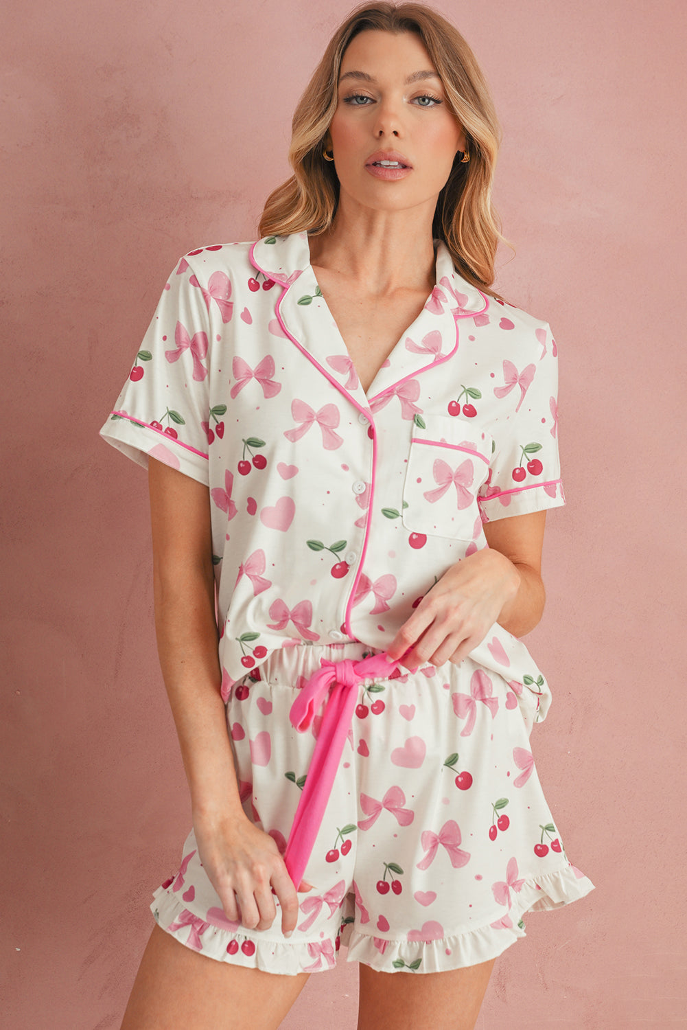 Cherry Print Pajama Set