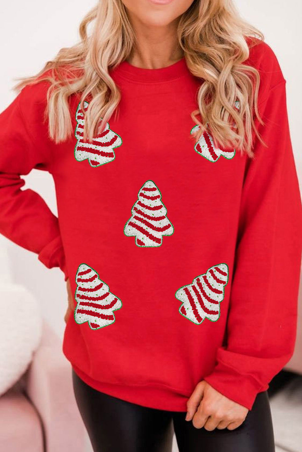 Red Christmas Tree Dropped Shoulder Sweatshirt