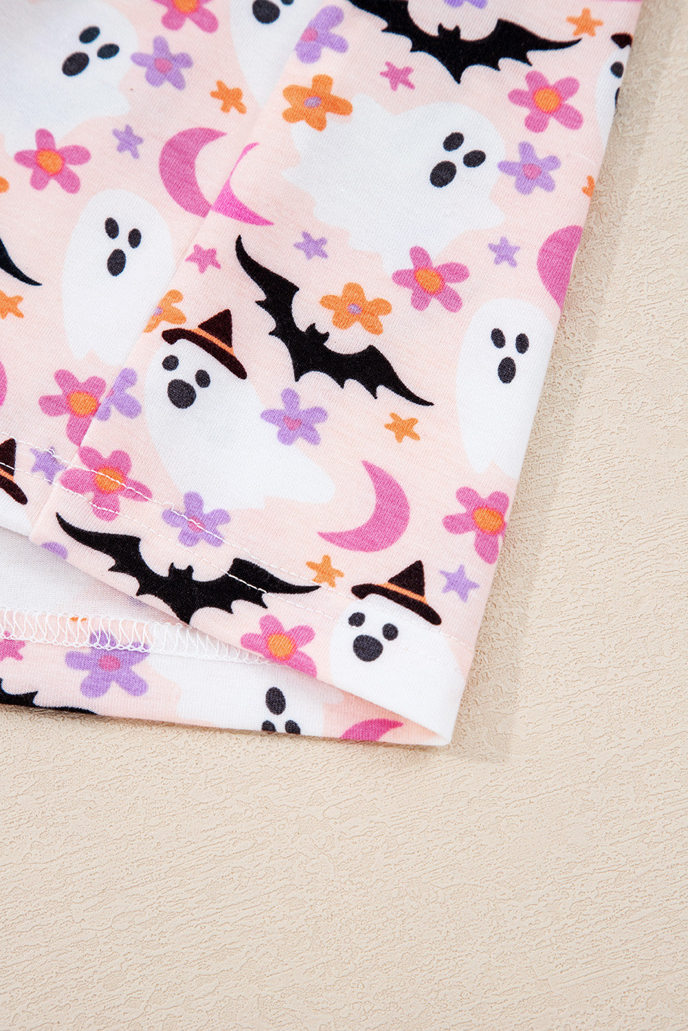 Pink Ghost Print Long Pajama Set