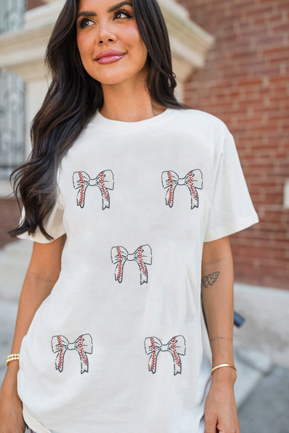 White Game Day Crewneck T Shirt