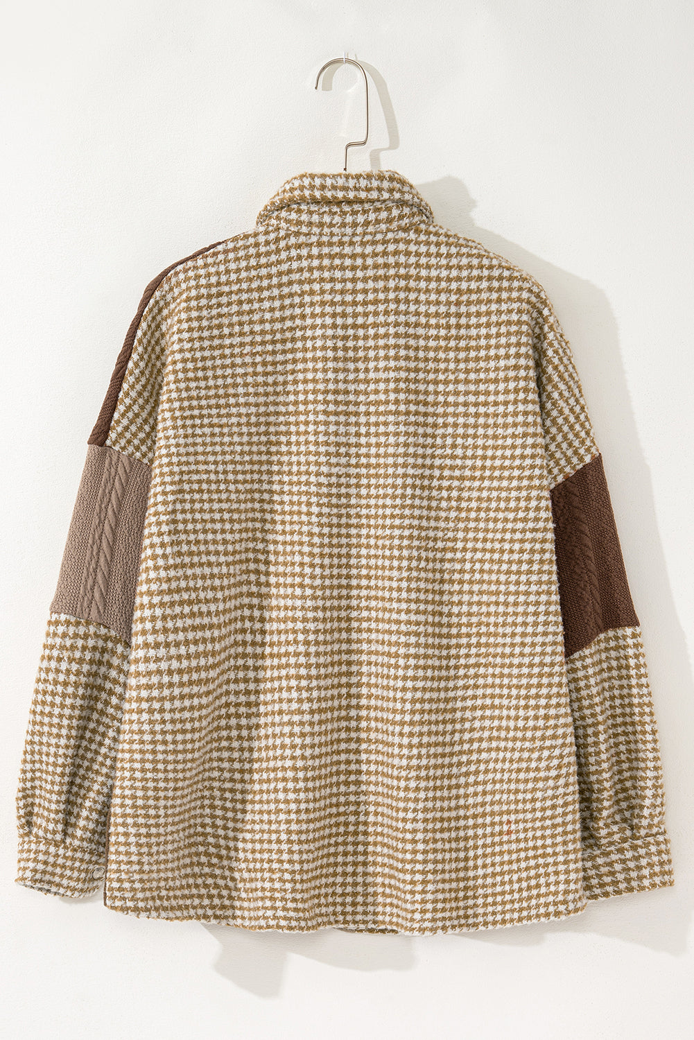 Khaki Textured Patchwork Loose Shacket