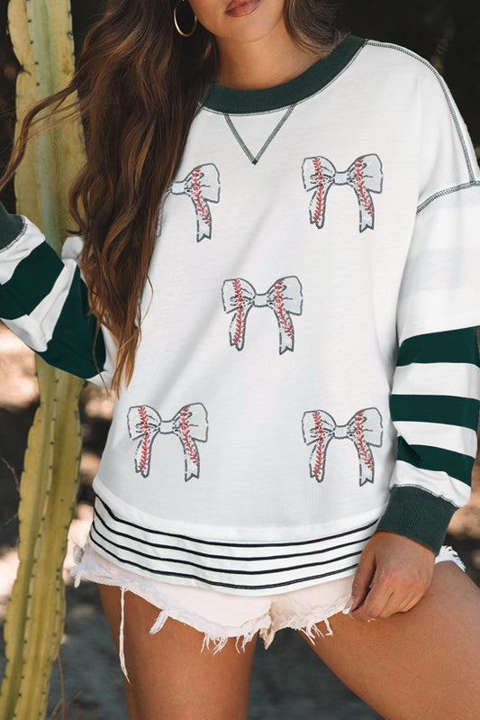 White Bowknot Pattern Game Day Sweatshirt