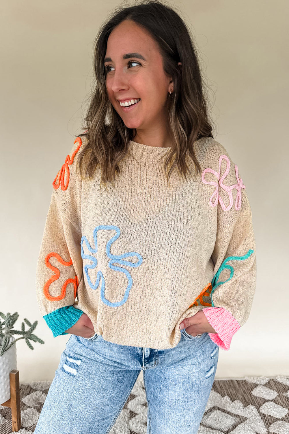 Jet Stream Flower Loose Sweater