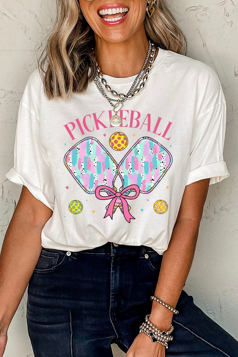 White PICKLEBALL Graphic T Shirt