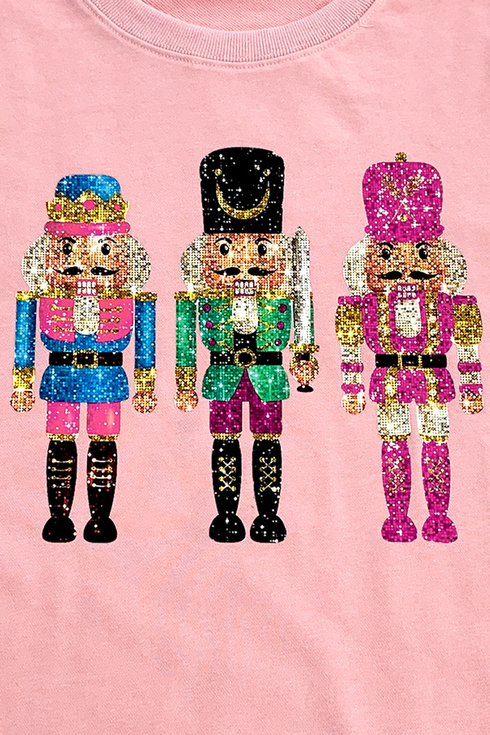 Pink Nutcracker Graphic Drop Shoulder Christmas Sweatshirt