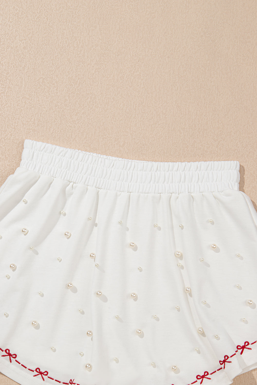 Pink Bow Trim Pearl Blouse and Skort Set