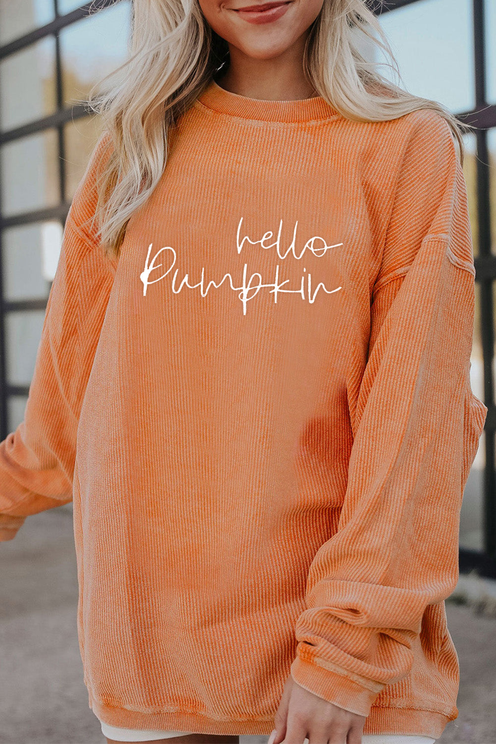 Orange “hello pumpkin” Baggy Sweatshirt