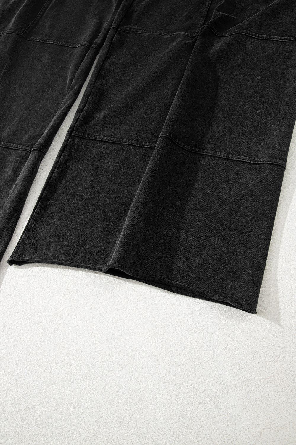 Black Exposed Seam Wide Leg  Pants