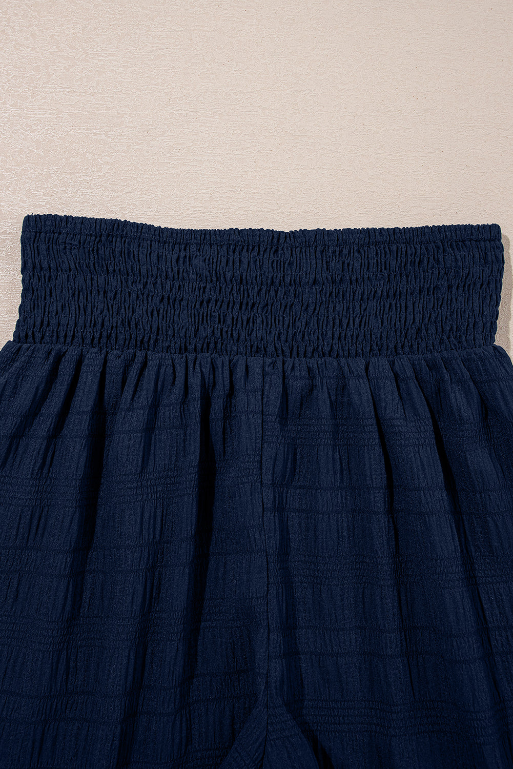 Dirty Blue Ruffle Top and Shirred High Waist Shorts Set