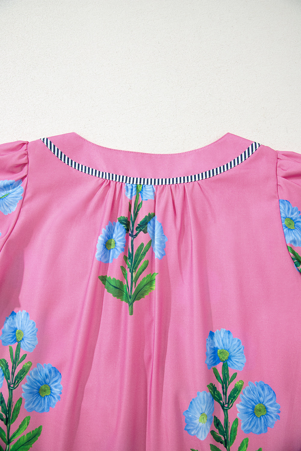 Short Sleeve Split Neck Floral Mini Dress