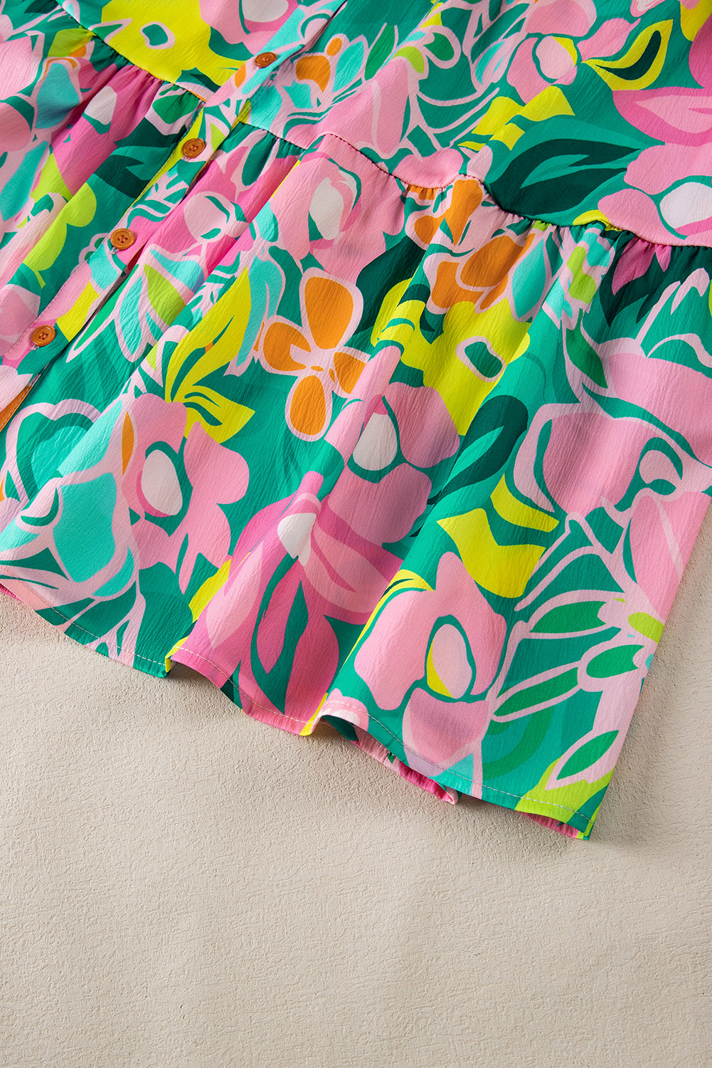 Green Floral Puff Sleeve Dress
