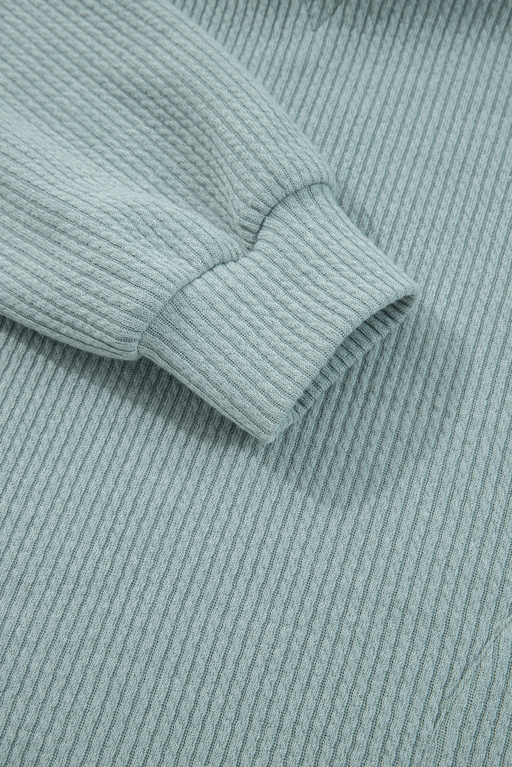 Aqua Ribbed Drop Shoulder Knit Hoodie