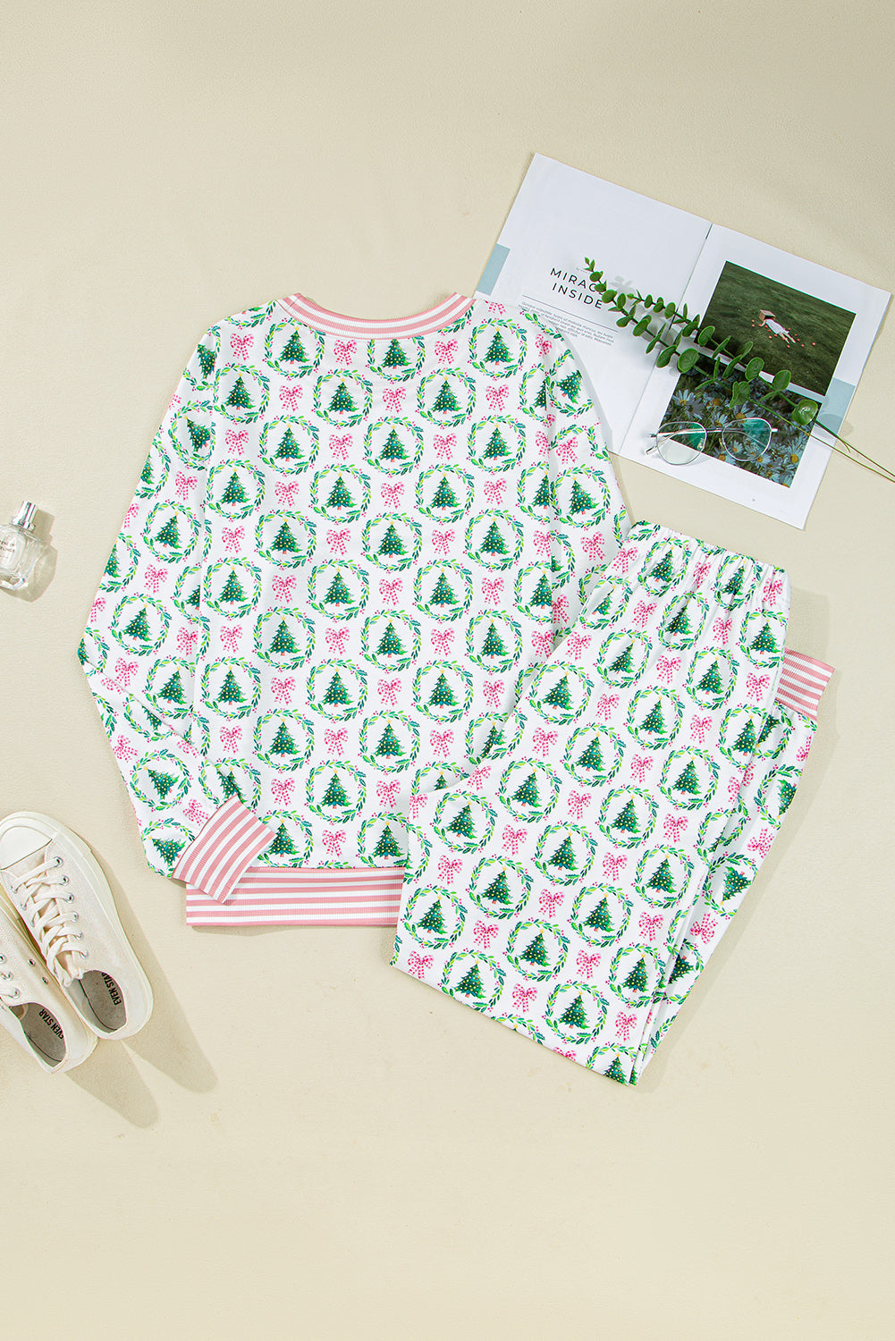 Christmas Tree Print 2pcs Lounge Set