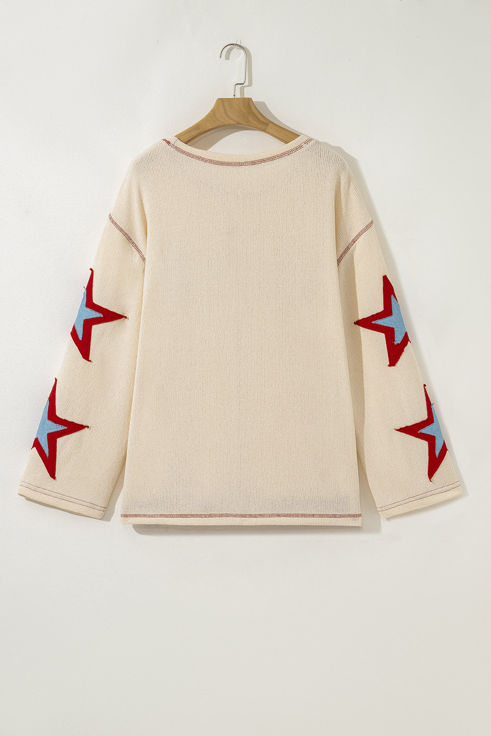 Beige USA Star Long Sleeve Top