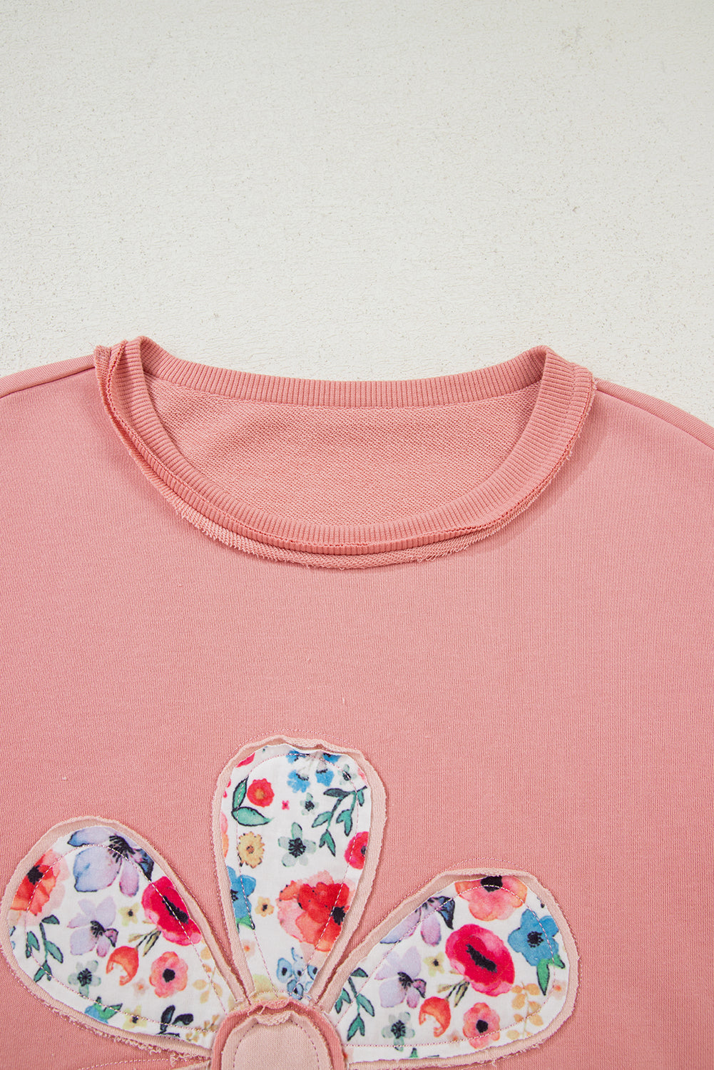 Peach Blossom Flower Drop Sleeve Pullover Sweatshirt