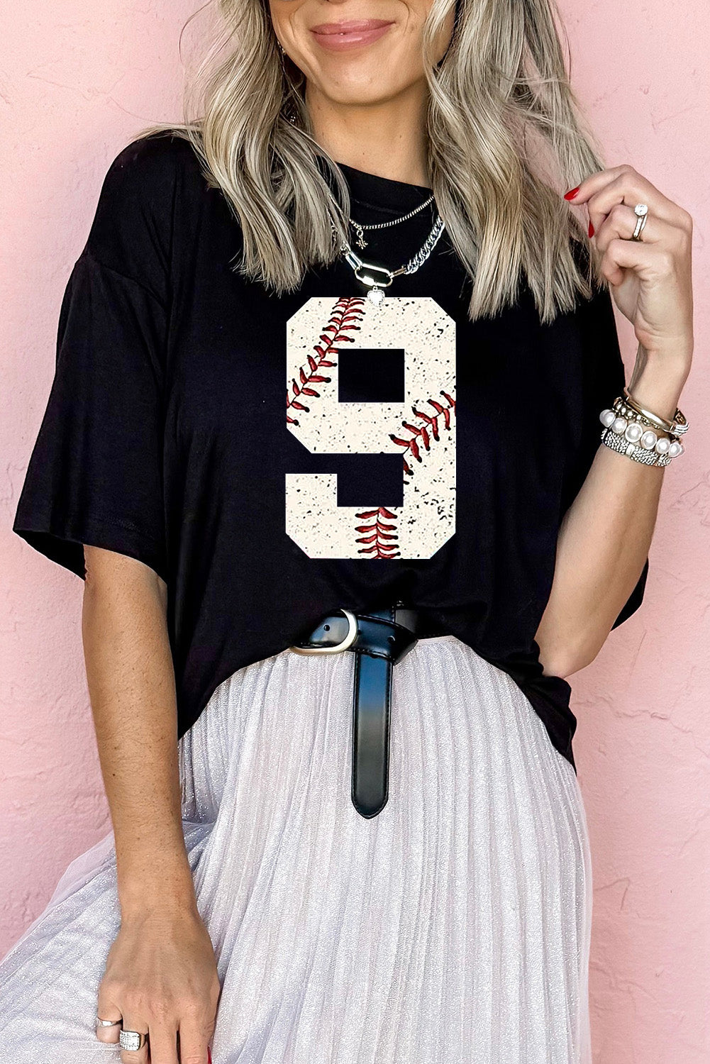Black Game Day Oversize Tee