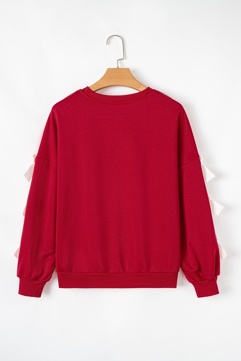 Red Sweet Bowknot Round Neck Sweatshirt