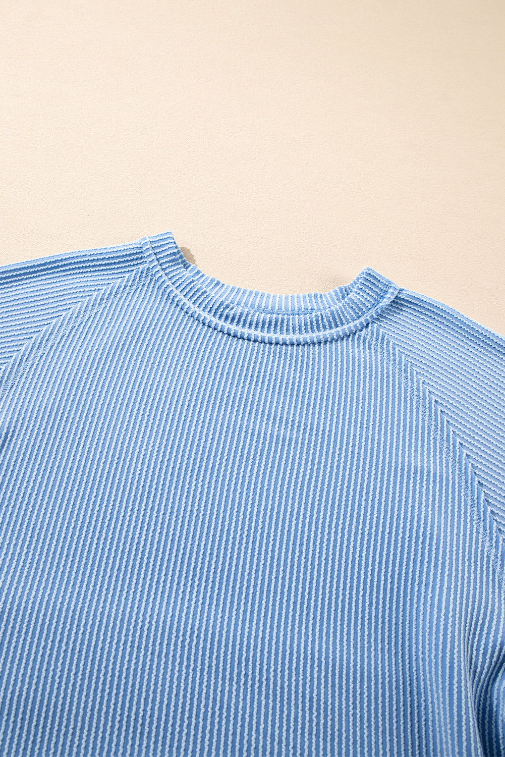 Sky Blue Sleeve Pullover Ruffle Mini Skirt Set