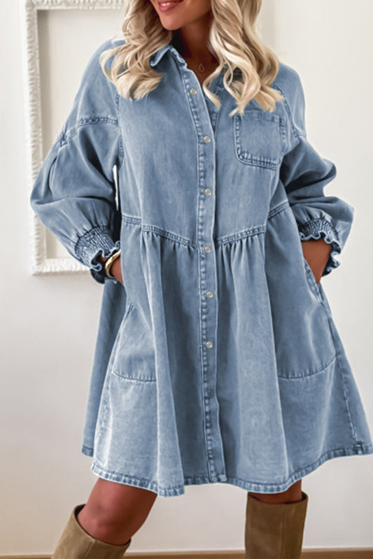 Blue Shirt Mini Dress