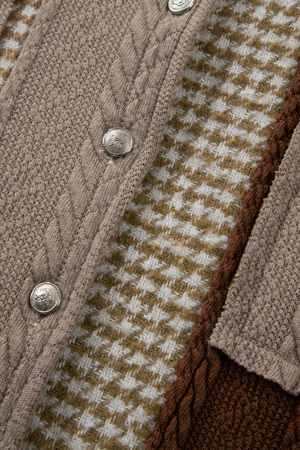 Khaki Textured Patchwork Loose Shacket